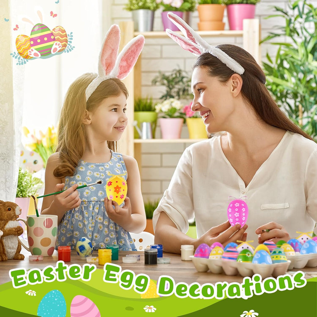 Easter Tree Ornaments, Hanging Plastic Easter Eggs Party Decorations for Basket Party Home Outdoor Garden - Set of 30