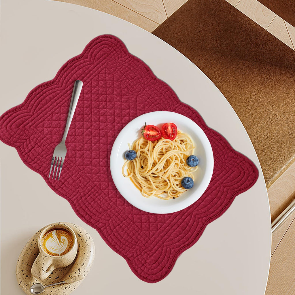 100% Cotton Quilted Placemats Set of 6,Washable Cloth Table Placemats & Dining Table