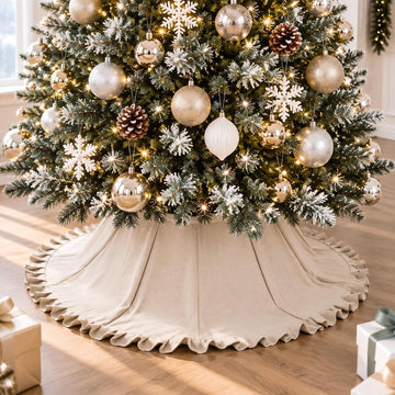 21in Burlap Christmas Tree Skirt Collar Farmhouse Xmas Tree Base