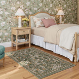 Eden Floral Washable Area Rug 3x5 Entryway Rug Vintage Lightweight Soft Non-Slip Indoor Low Pile Dis