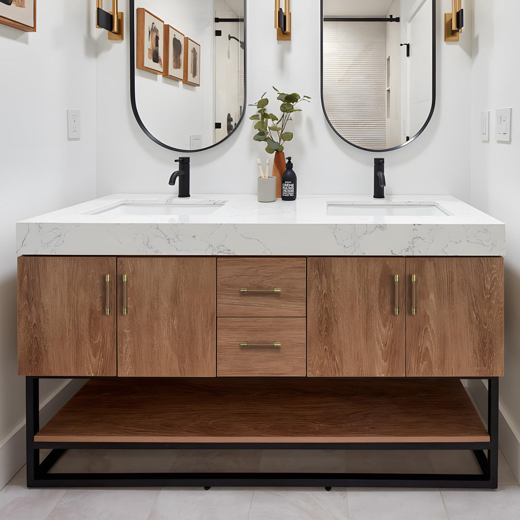 3.75" Wood & Brass Cabinet Pulls, 5-Pack Cabinets