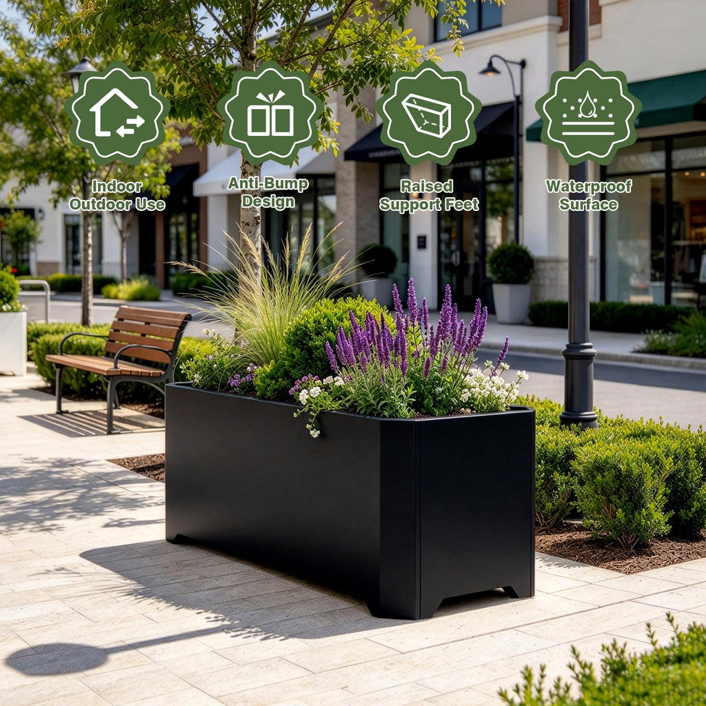 Metal Rectangular Planter Box 36"L x 15"W x 15"H Steel Black Planter Box