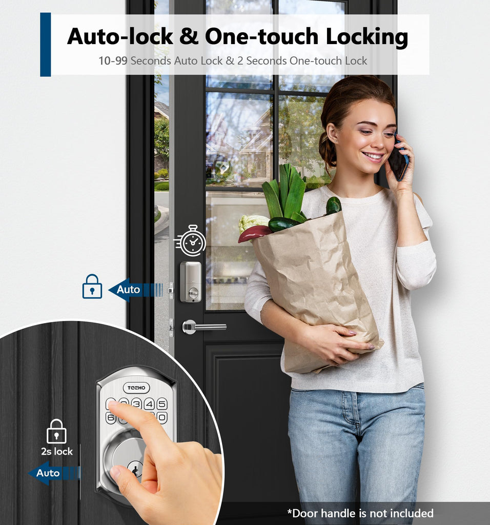 Fingerprint Deadbolt with Keypad for Front Door, Satin Nickel
