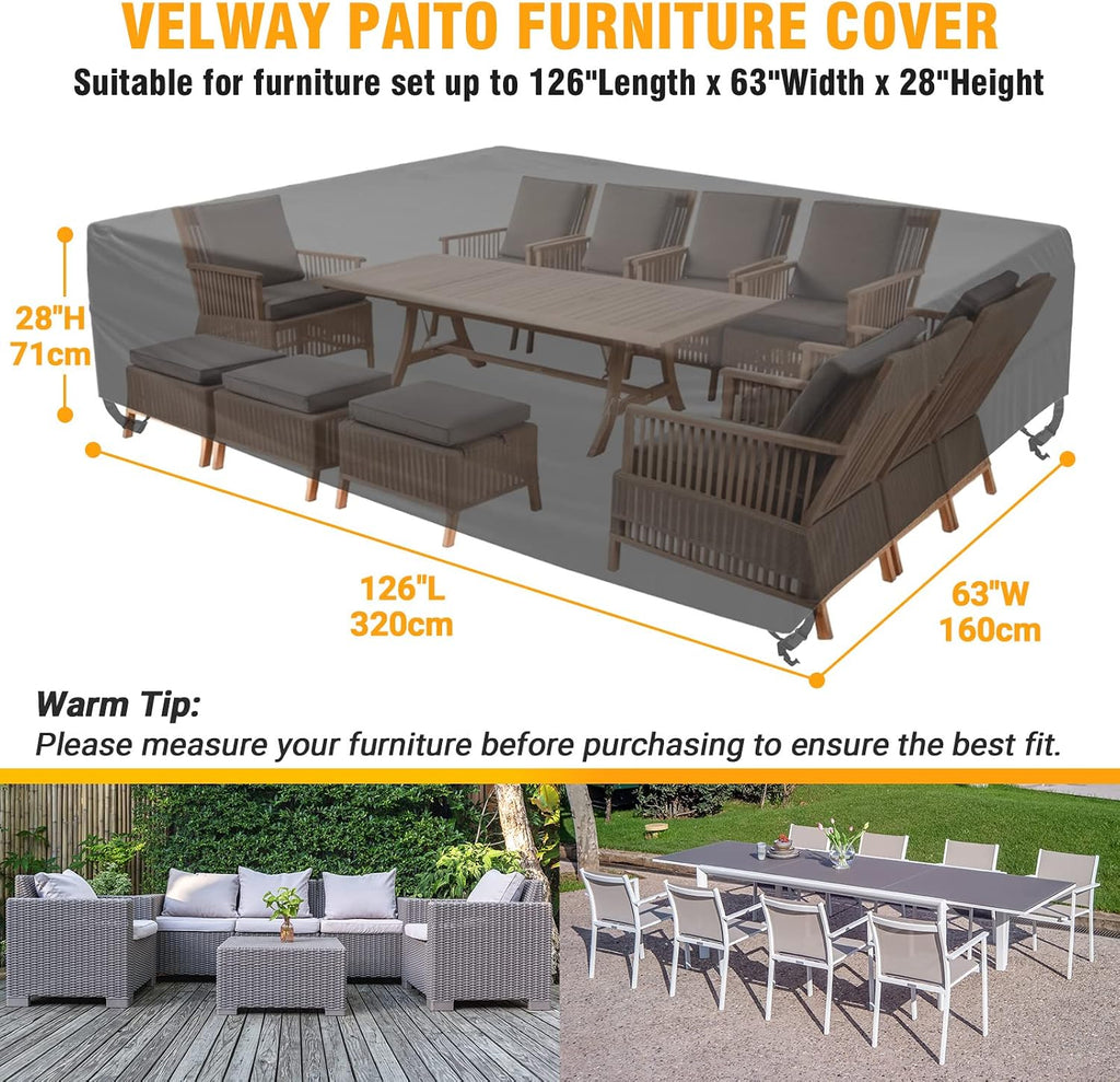 Patio Furniture Cover Waterproof Outdoor Sectional Sofa Set Covers, All Weather Oxford Tear-Resistant Rectangular