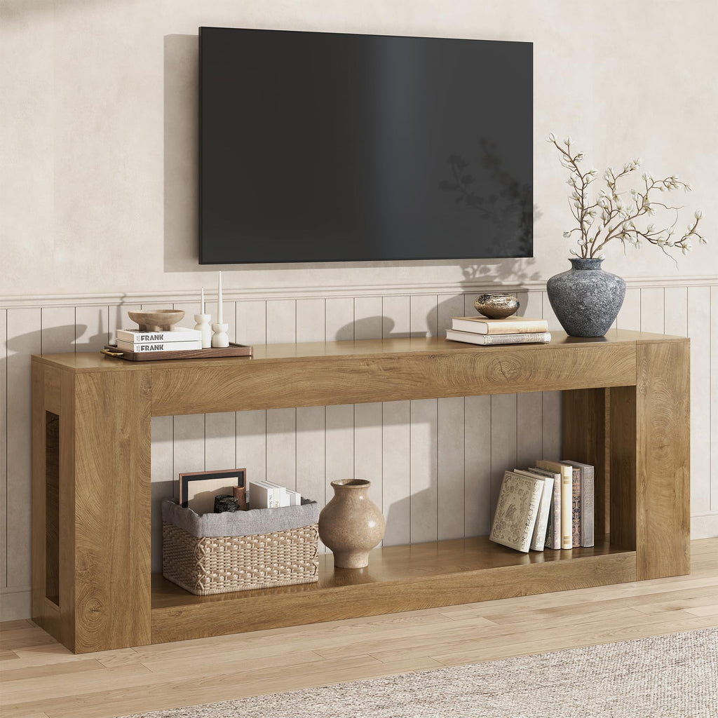 82-Inch Console Table with Storage Shelf, Farmhouse Entryway Table