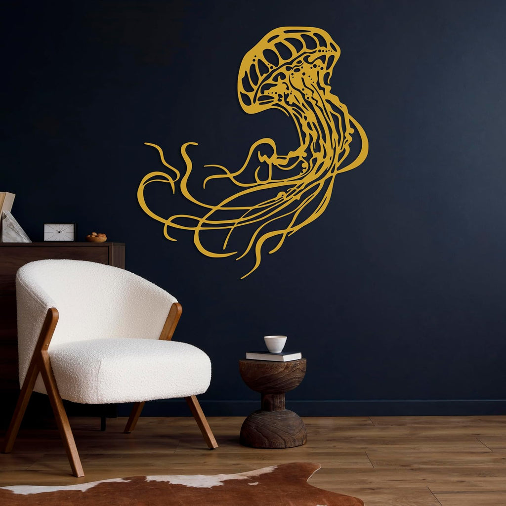 Jellyfish Metal Wall Art - Ocean Themed Modern Design - Wall Hanging Decor - Nautical Wall Decorations - Housewarming