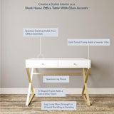 Modern 42 Inch Makeup Vanity Dressing Table or Home Office Computer Laptop Writing Desk with Two Storage Drawers