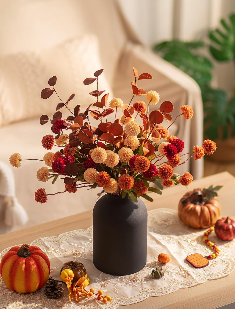 Faux Flowers Table Centerpiece, Fall Flower in Vase