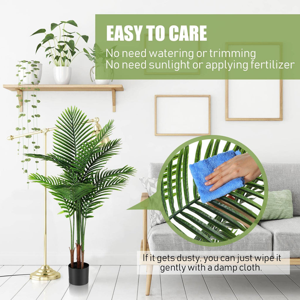 4 Pack Artificial Palm Trees 4Ft 5Ft, Fake Plants Fake Trees Artificial Areca Palm Plants for Outdoor Indoor Faux