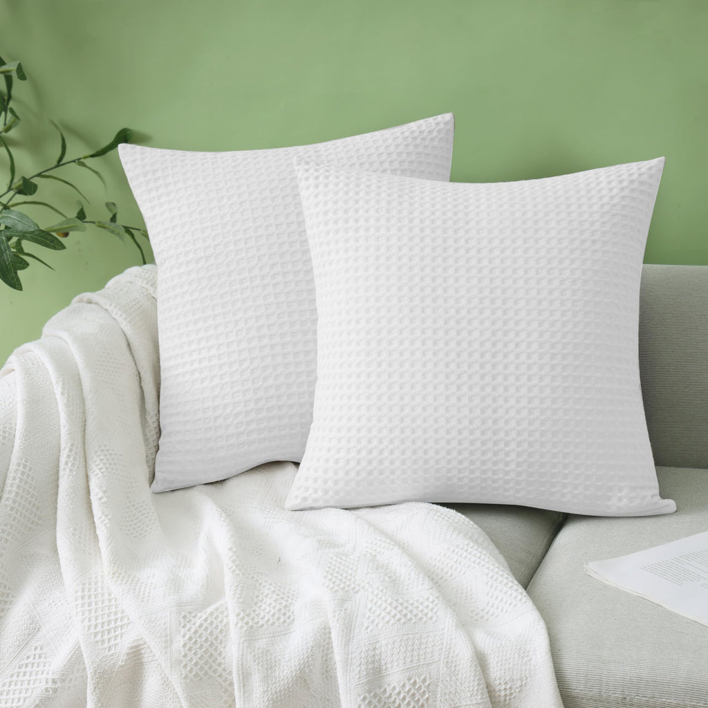 100% Egyptian Cotton 600 TC Waffle Weave Throw Pillow Covers 4 Pack
