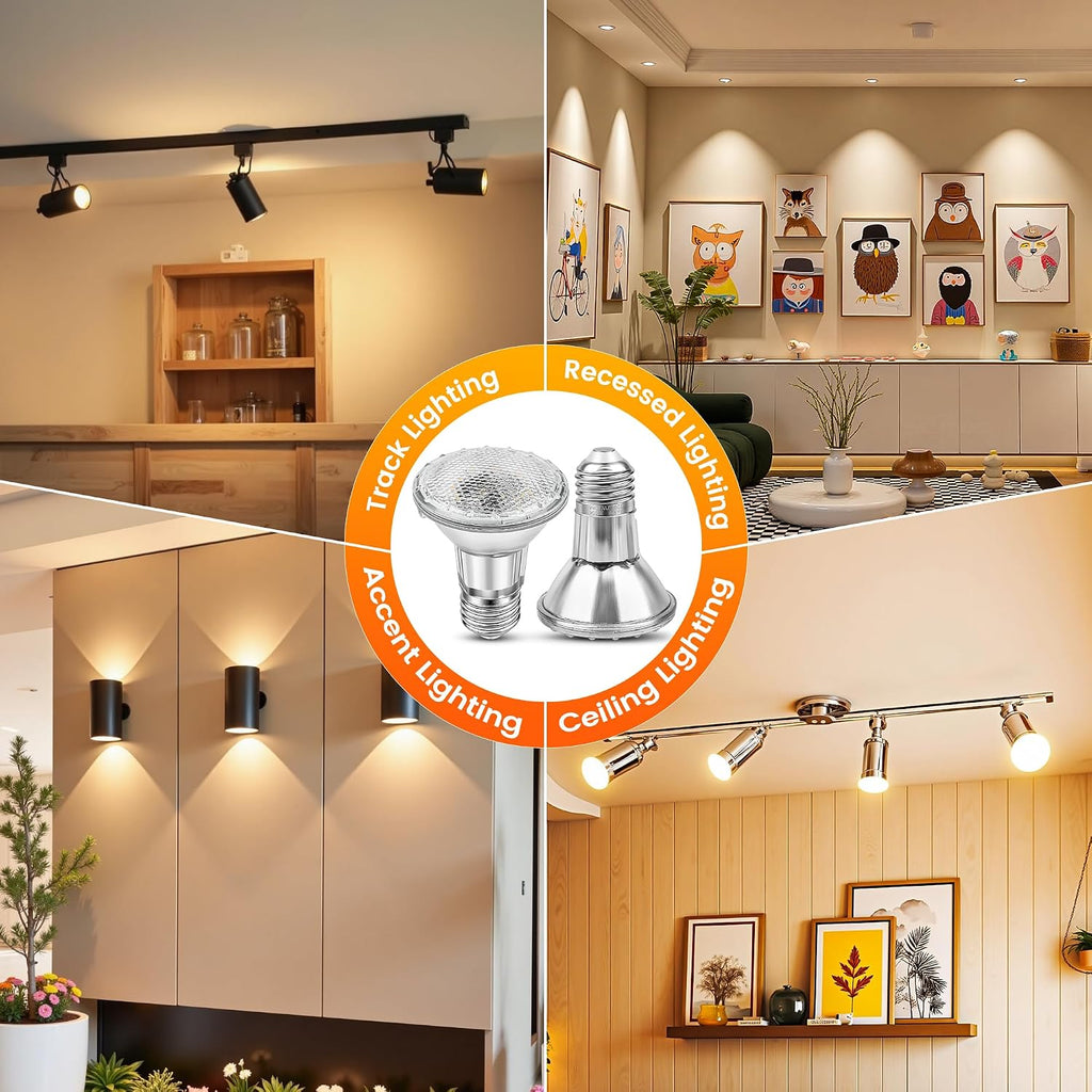 Par20 LED Bulbs, 7W 120V, 2700K, E26 Base, Dimmable, 2 Pack