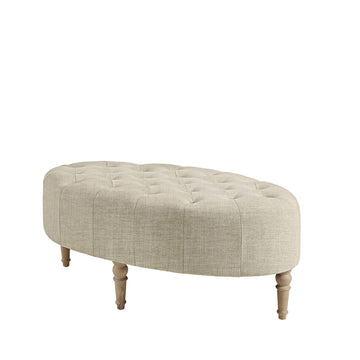 Clara Coffee Table - Solid Wood Frame, Soft Fabric, Button Tufted, Oval Large Accent Ottoman - Modern Foam Padded Top