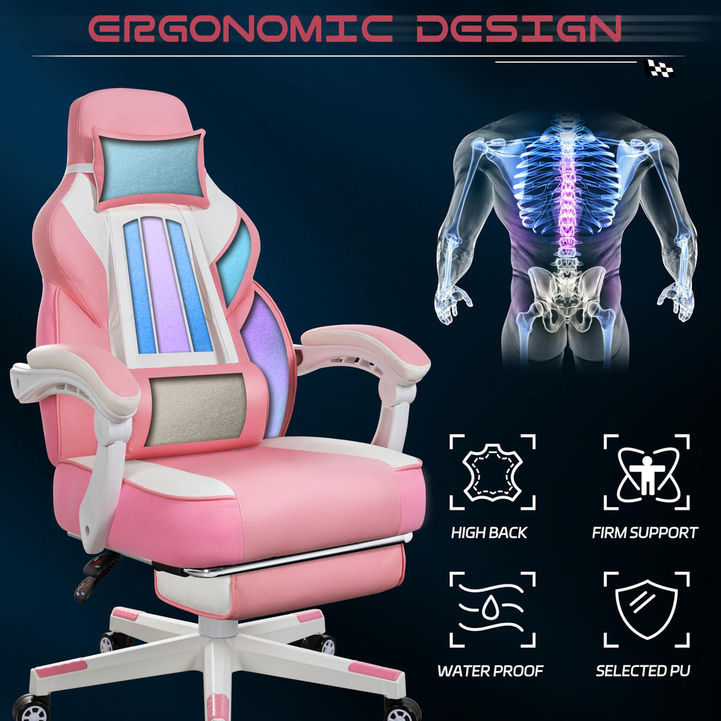 Big and Tall Gaming Chair for Adults, 330lbs Heavy Duty Computer Chair with Footrest & Massage Lumbar Support, Wide