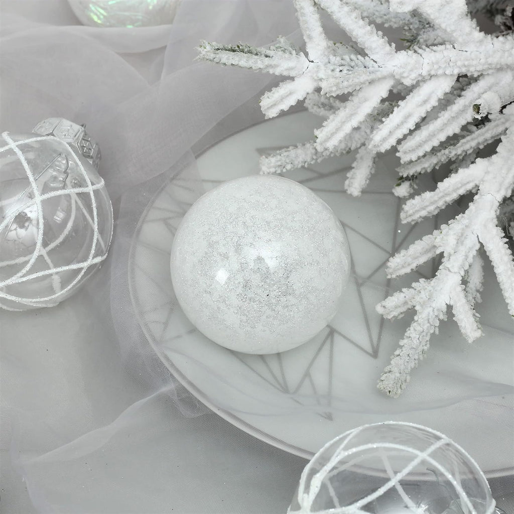 Clear Christmas Ball Ornaments, 2.36 Inch White Christmas Ornaments Balls with Delicate Stuff Shatterproof - Set of 30