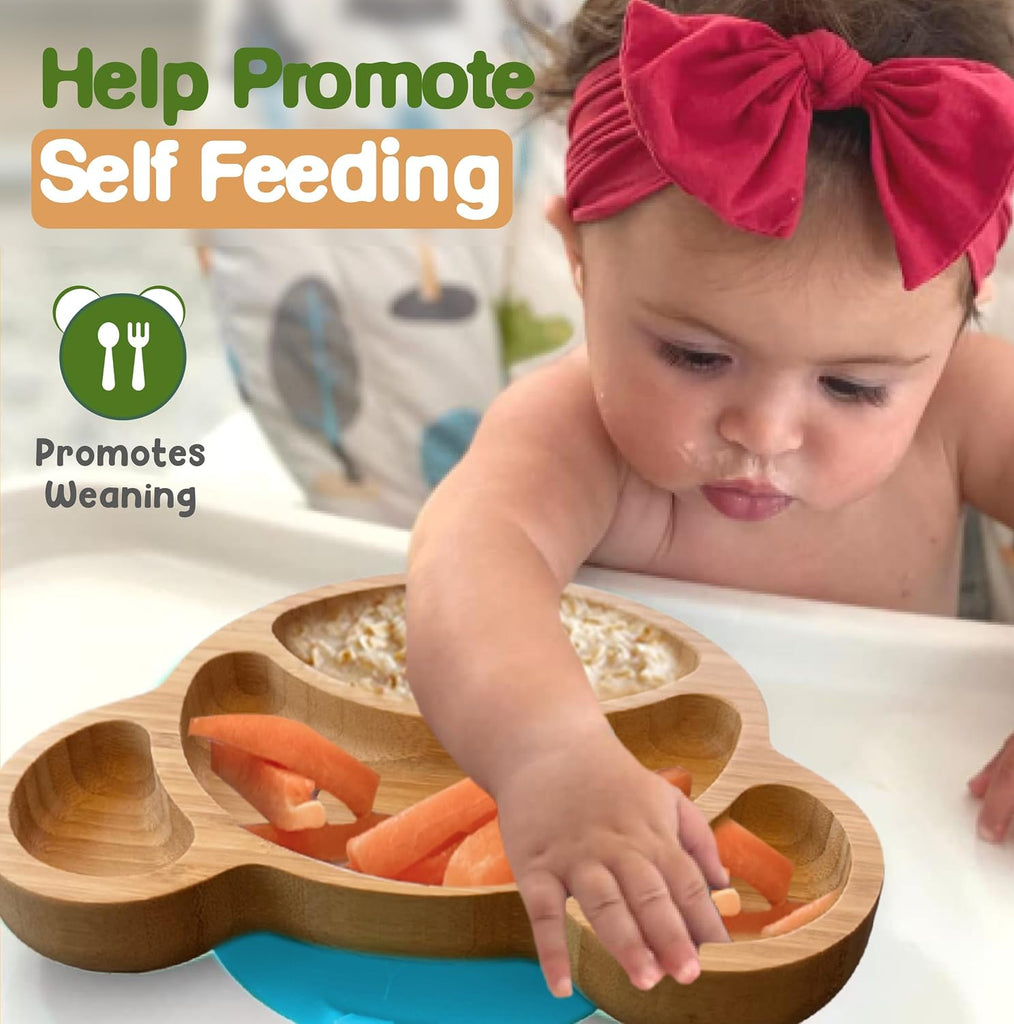 Plates for Kids - Baby & Toddler Plates with Suction for Feeding & Weaning, Eco-Friendly Design Promotes