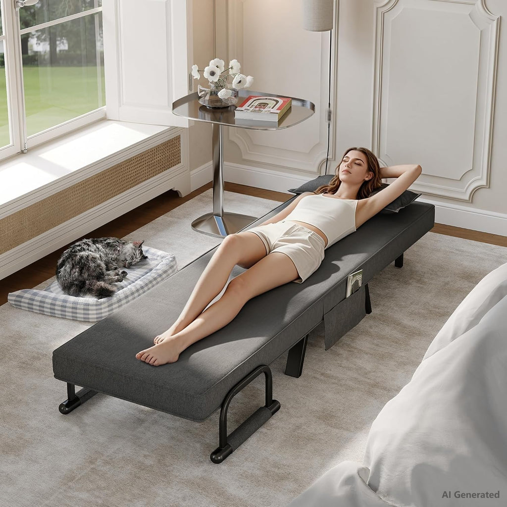 Sleep Chair, Folding Sleeper Chairs for Adults (Dark Grey)