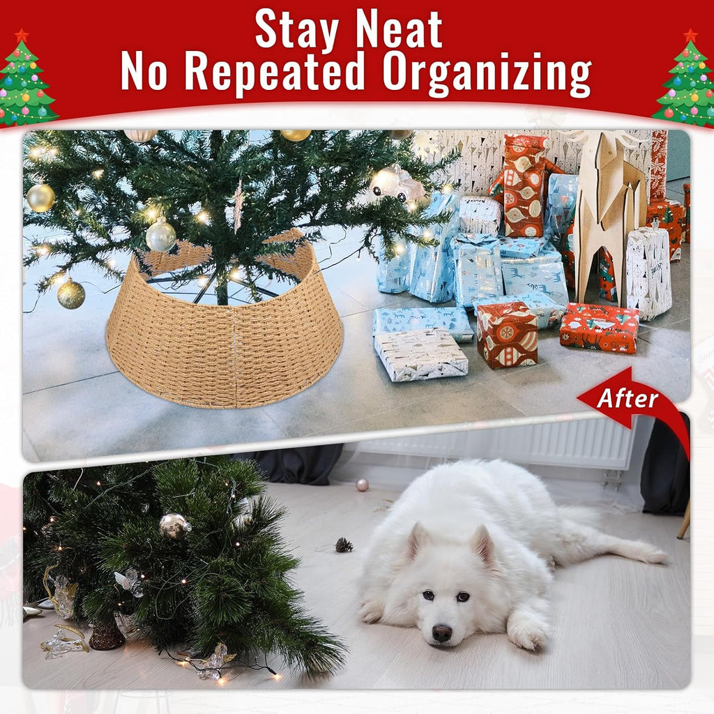 Wicker Woven Basket Christmas Tree Collar, 28" Dia. 4 Pack