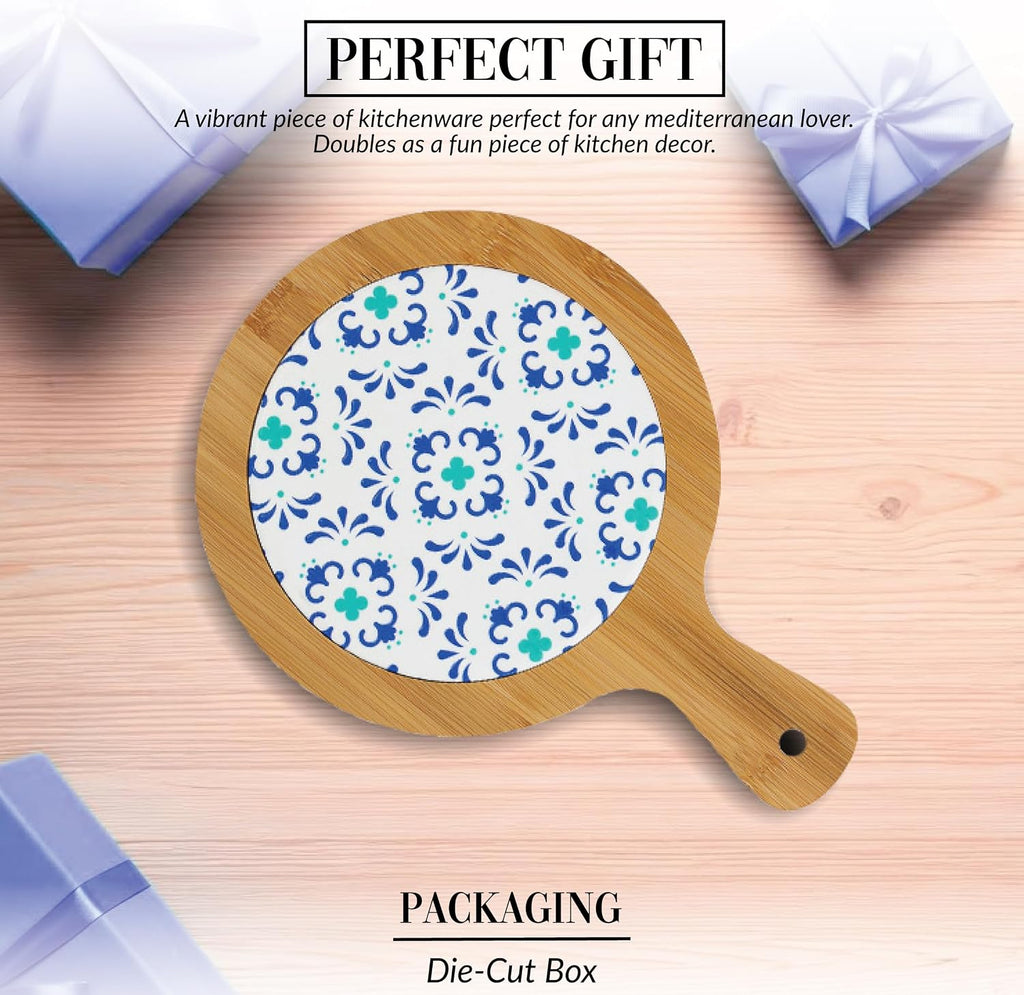 Teal & Blue - 10.5" Ceramic Heat Resistant Trivet Summer Italian Mediterranean Kitchen Decor