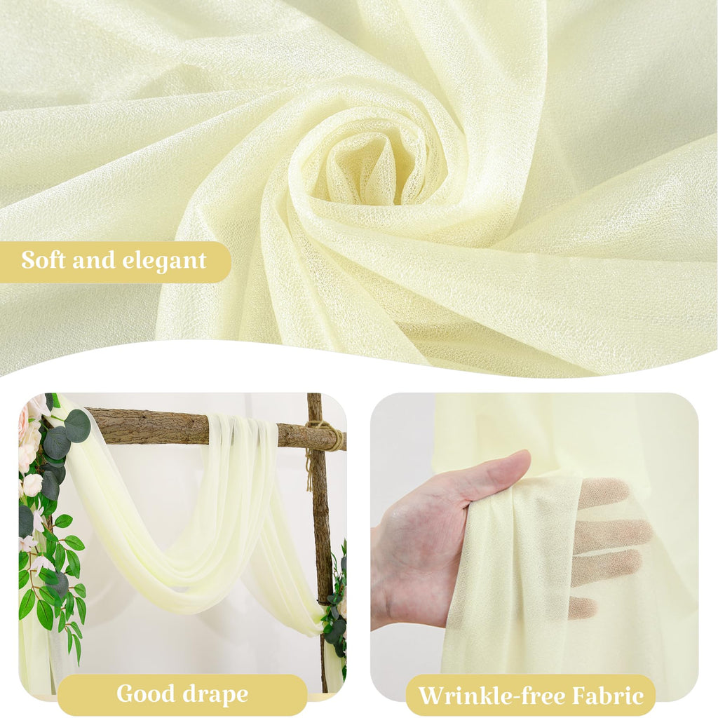 4 Panels Wedding Arch Draping Fabric Ivory Sheer Backdrop Curtain Arch Drape for Wedding Ceremony Reception, Bridal