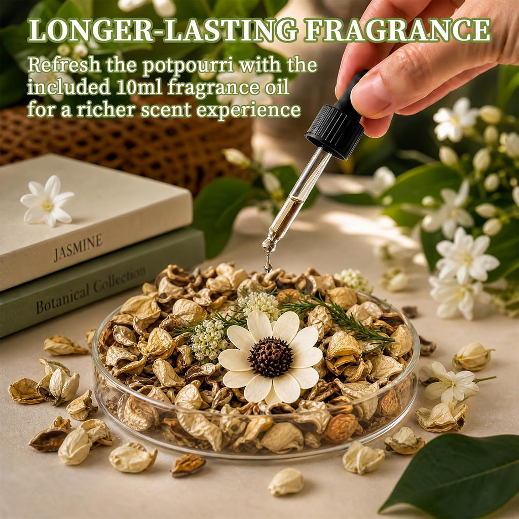 Potpourri Bowl Filler, Jasmine Scent Potpourri Bag with Essential Oil - Set of 2