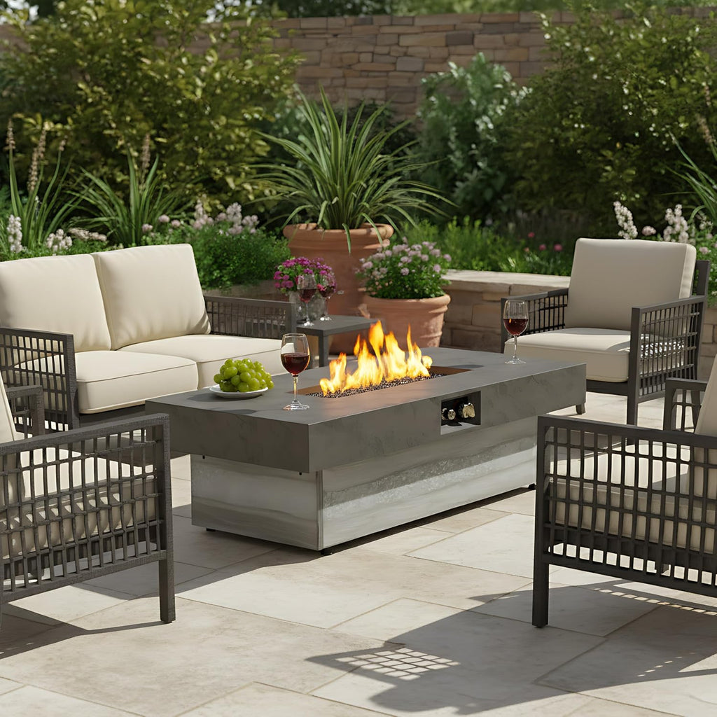 Outdoor Fire Pit Table Propane Gas Fire pits Outdoor Fireplaces 48'' Rectangular Firepit Table, 50,000 BTU Fire Table