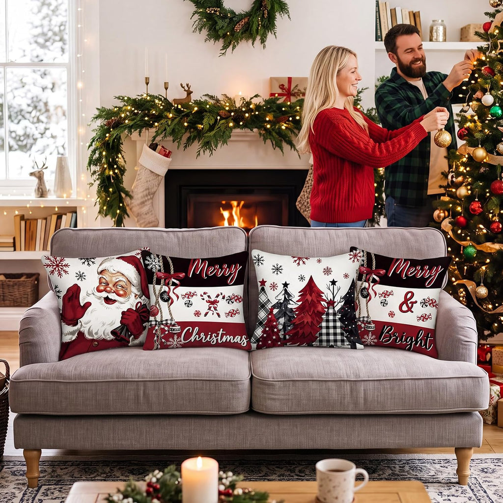 Seasonal Pillow Covers Holiday Pillow Covers 18 x 18 Inch for Christmas Halloween Winter Autumn Farmhouse Home - Set of 16