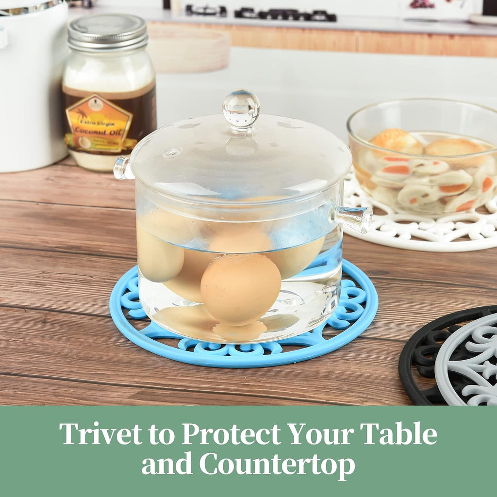 Tirvets for Hot Dishes, Silicone Trivet Hot Pads, Silicone Trivets for Hot Pots and Pans, Trivets for Quartz - Set of 6