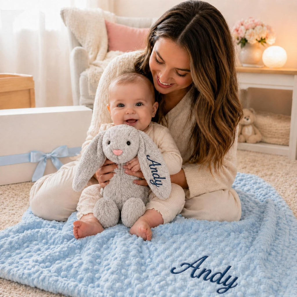 Blanket and Plush Bunny Set, Custom Blankets and Rabbit