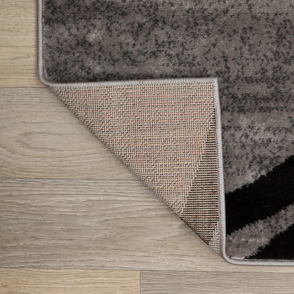 Wavy Circles Design Area Rug, Fade-Resistant Carpet for Living Room, Dining Room, or Bedroom, Gray, 5'3" x 7'3"