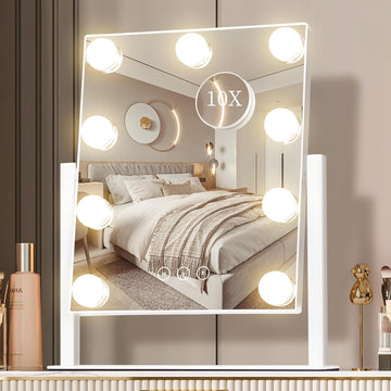 Vanity Mirror with Lights, Makeup Mirror with Lights,3 Color Lighting Modes Detachable 10X Magnification Mirror Touch