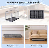 Collapsible Dog Crate for Medium Dogs - 36 inch Escape Proof Metal Dog Kennel with Double Door