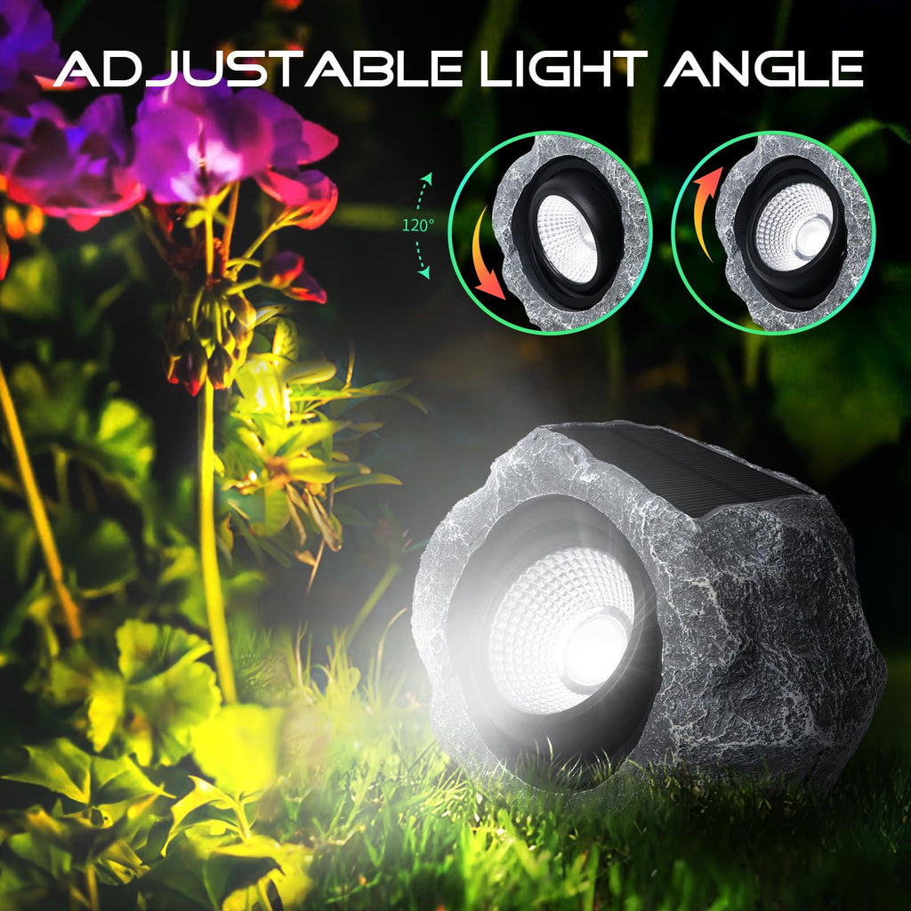 Rock Lights Outdoor 2 Pack, Gray Faux Rock Landscape Spotlight Yard