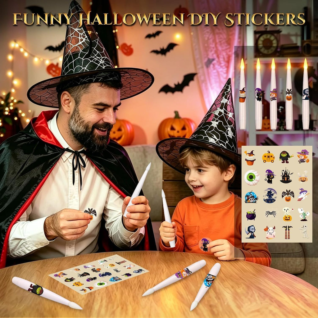 Upgraded Floating Candles with Wand for Halloween Decorations - Set of 20
