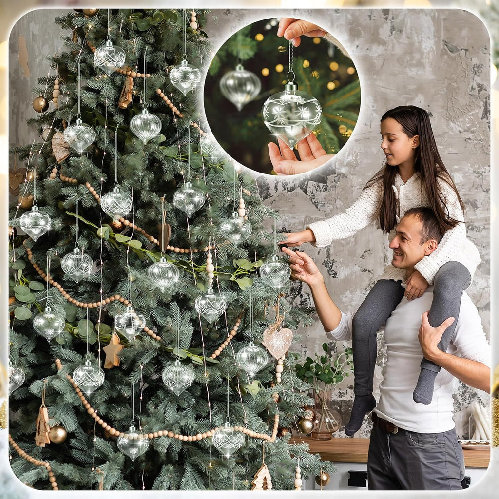 Clear Glass Christmas Balls Ornaments 2.36 Inch - Set of 12