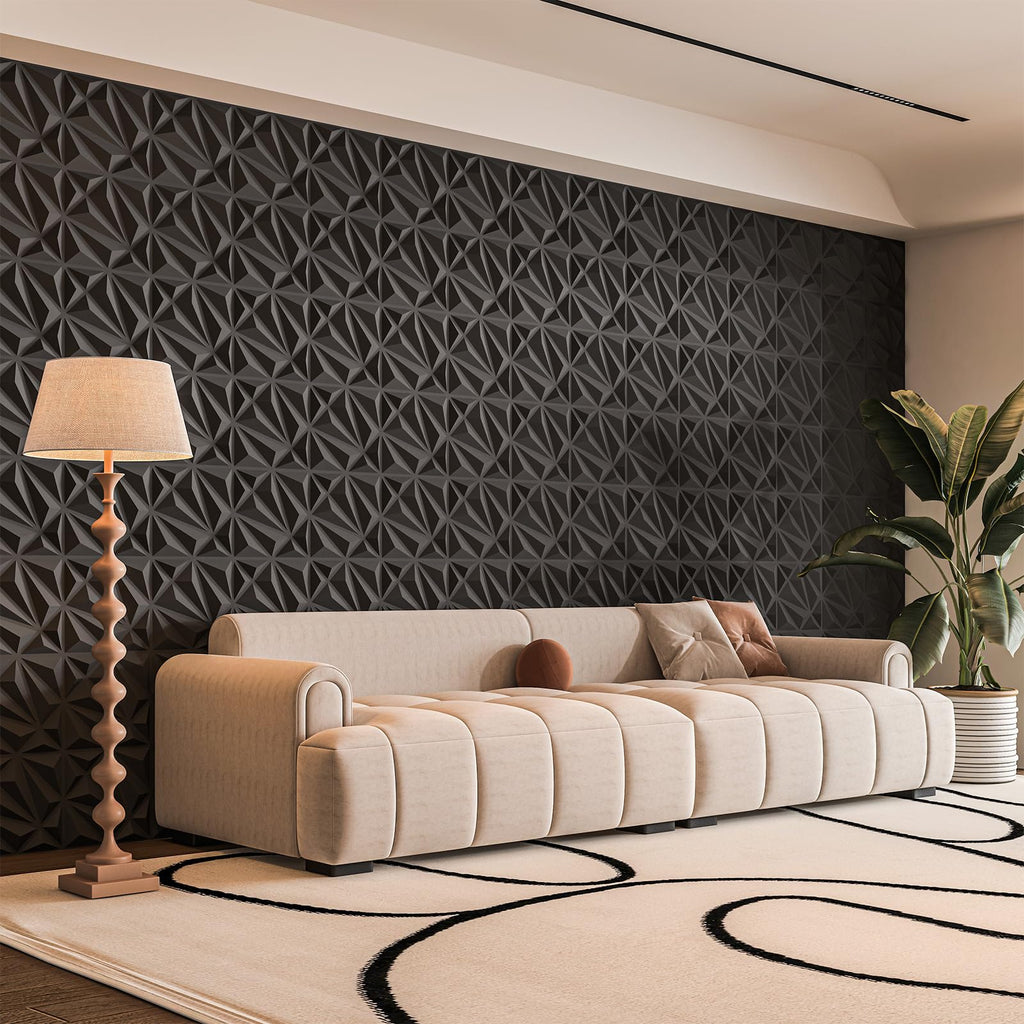33-Pack Accent 3D Textured Wall Panels, 11.8 x 11.8 in, Black