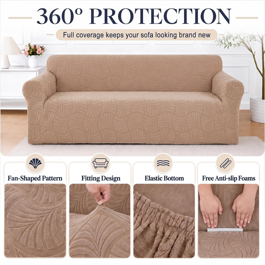 Sofa Slipcover Stretch Jacquard 3-seat Elastic Washable Couch Cover