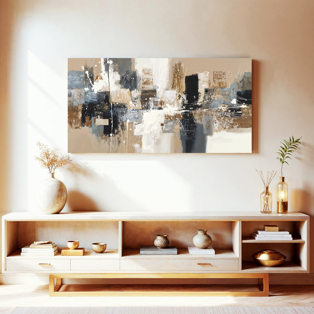 Black Abstract Canvas Wall Art Decor 20×40 Inch