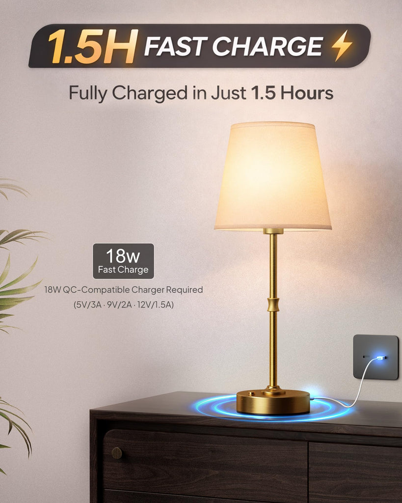Cordless Table Lamp Rechargeable: Fast Charging & Long Lasting - 2700K Warm Light Samll Vintage Gold Lamps for Women