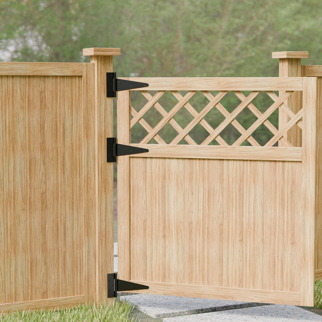 10 Inch T-Strap Gate Hinges, Heavy Duty Black Barn Door Hinges, 4 Pack