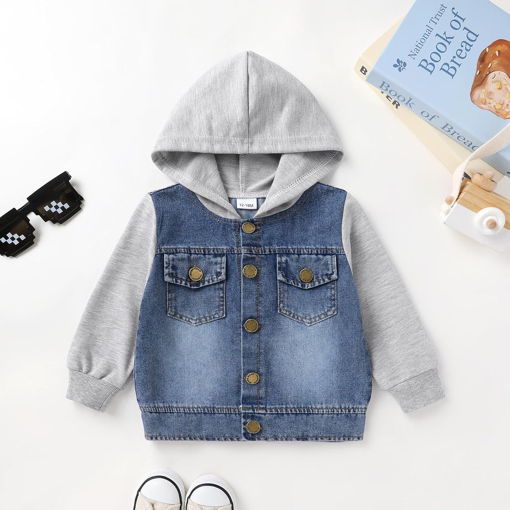 Toddler Jean Jacket with Hood Denim Outerwear for Girls and Boys