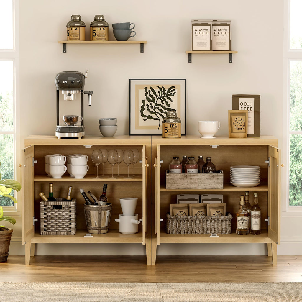 Sideboard Buffet Cabinets Set of 3 with Adjusable Shelves, Farmhouse Storage Cabinet, Credenza, Accent Cabinet