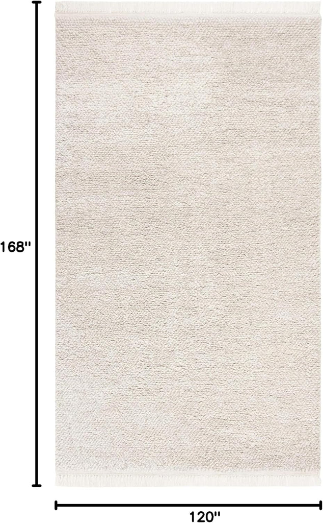 Casablanca Area Rug - 10' x 14', Beige, Hand-Knotted Wool Tassel Fringe