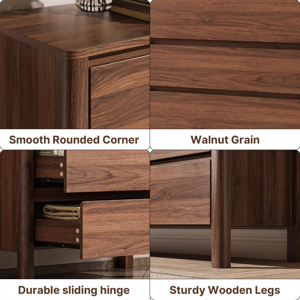 Walnut 3 Drawers Dresser, 31.4" Wide Wood Dresser