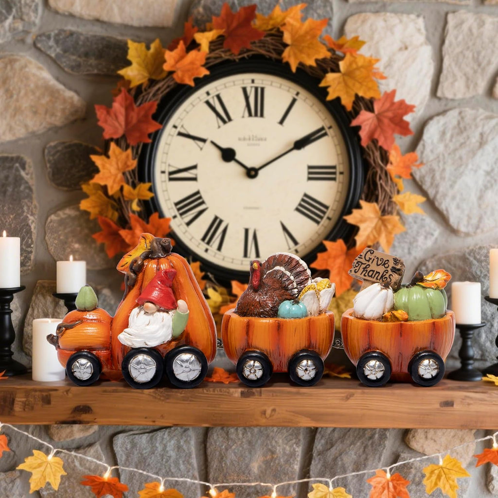 Fall Pumpkin Train Decoration Indoor,Thanksgiving Gnome Centerpiece