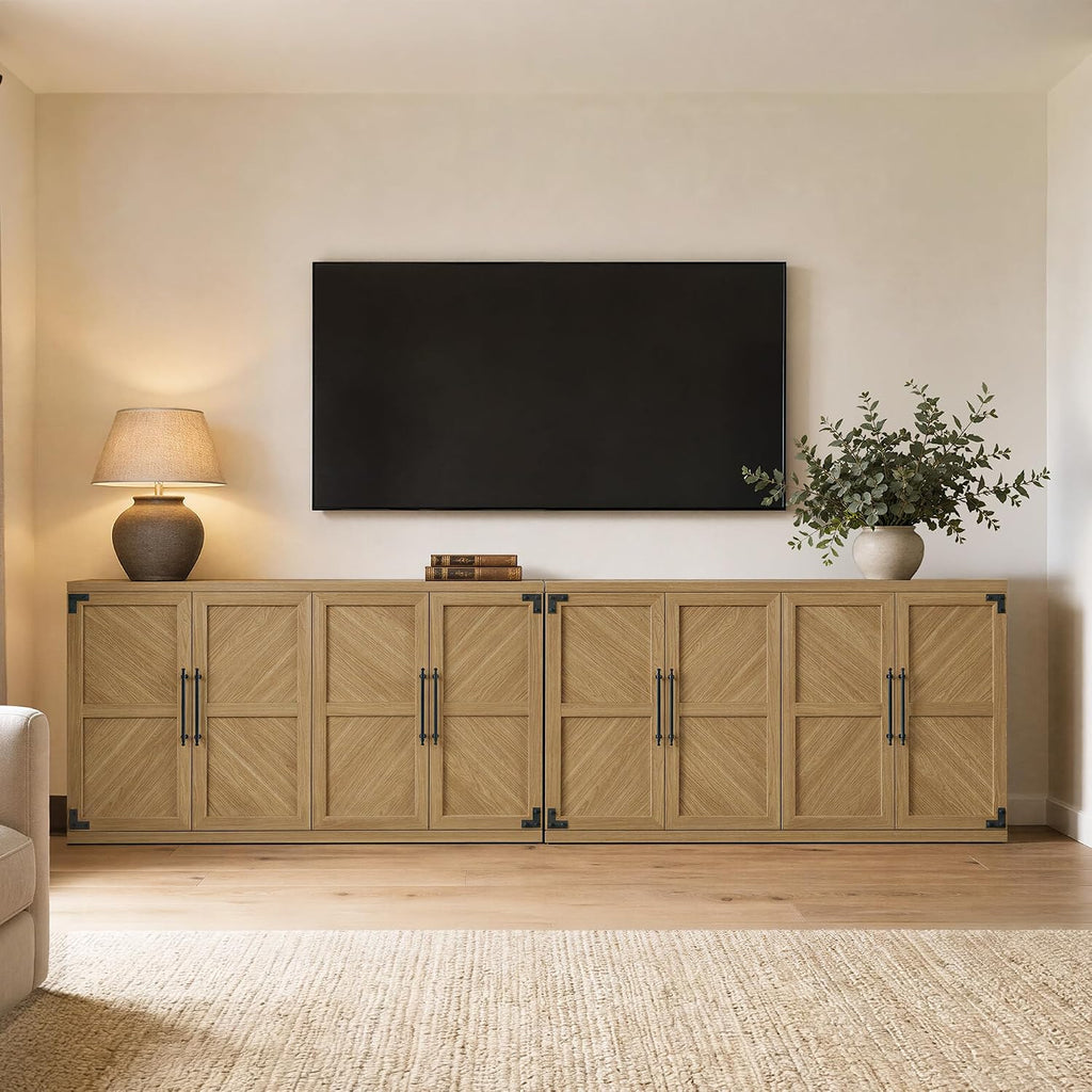 Large Modern Sideboard Buffet Cabinet with 4 Door, Storage Credenza | Modern Sideboard Buffet Cabinets, Large