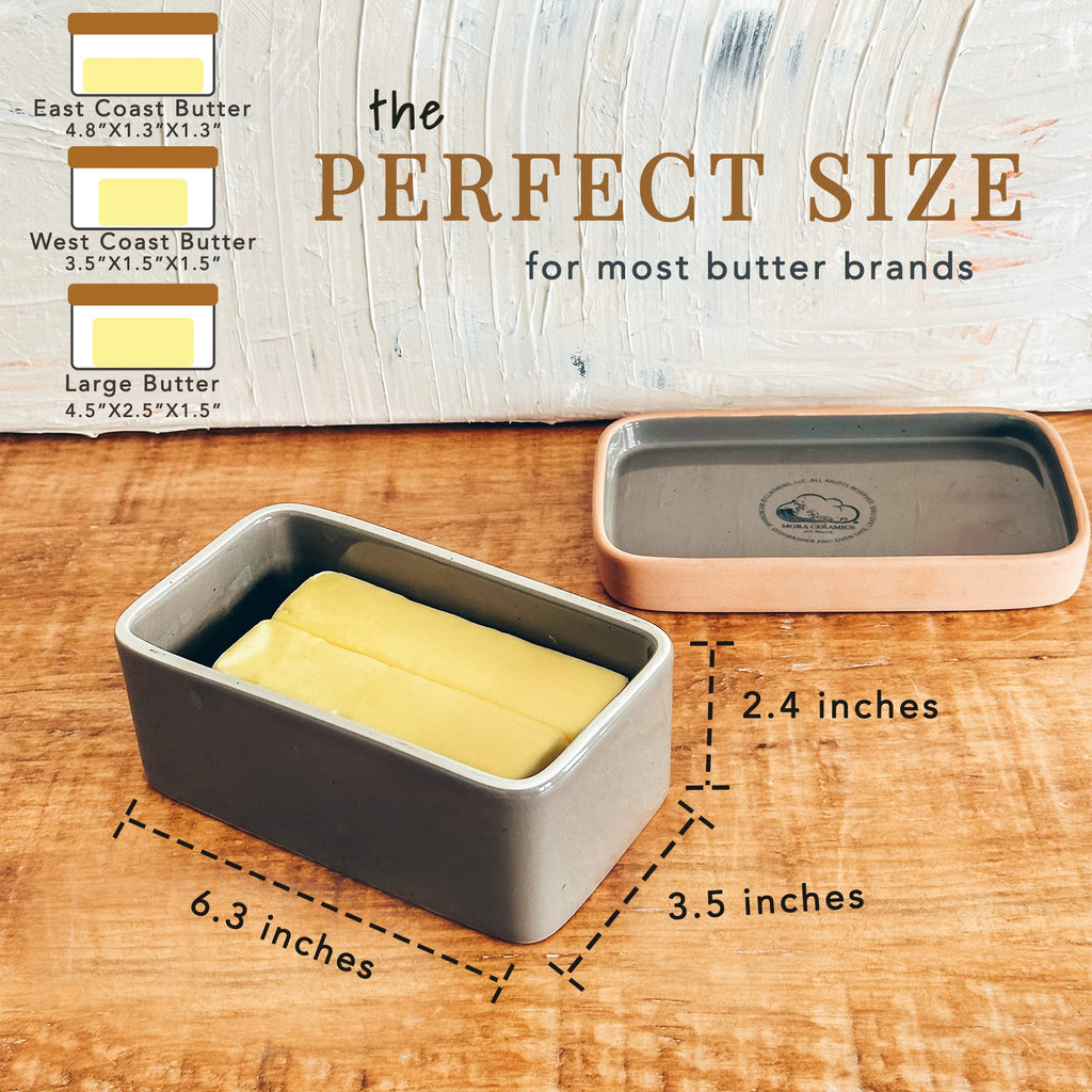 Two-in-One Butter Dish with Lid, Covered Crock Container to Leave on Countertop - Large Storage