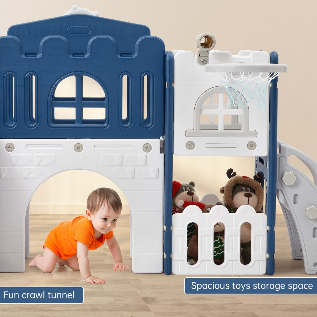 Toddler Slide 8in1 Indoor Outdoor Playset Age1-3 Blue