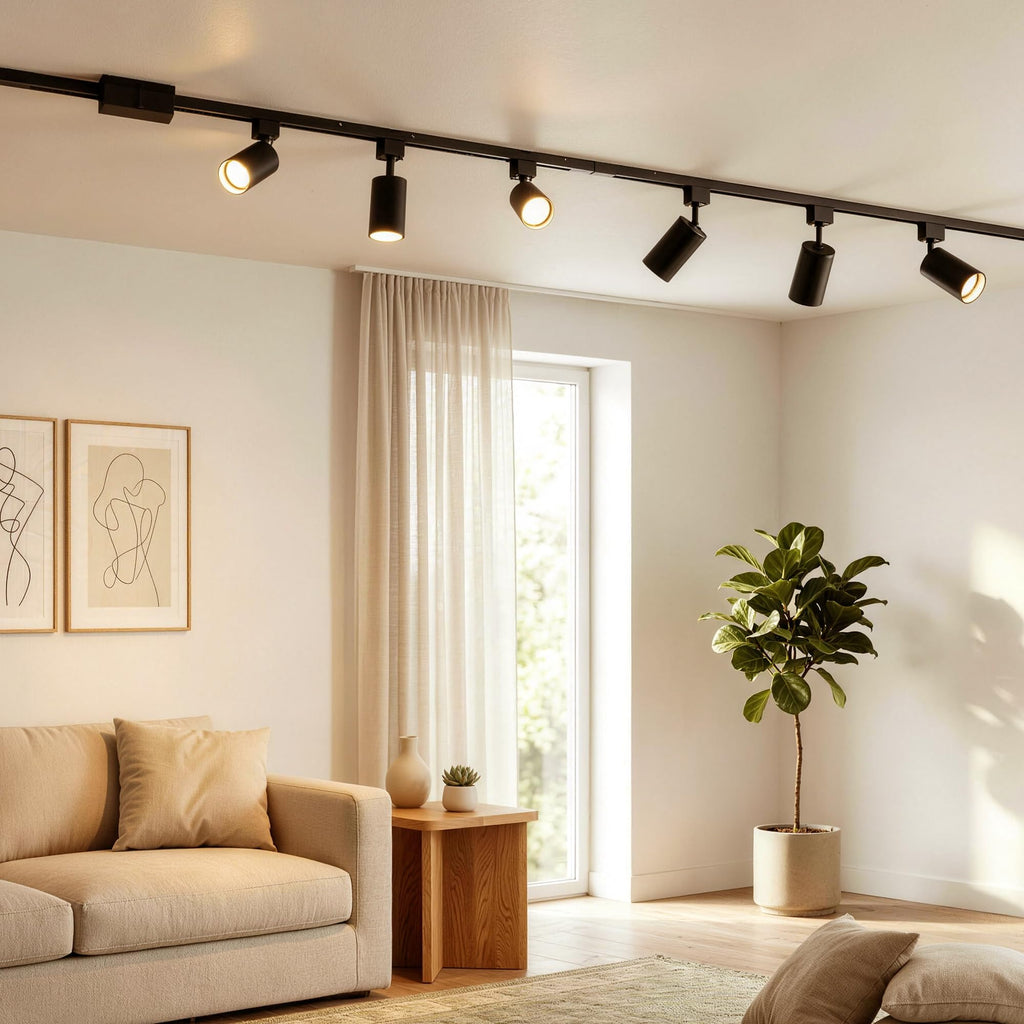 LED Track Lighting Kit with Floating Canopy Connector, 4-Light H Type Rail System with 3.3FT Rails, Dimmable