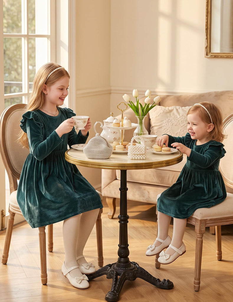 Toddler Formal Dress Party Winter Velvet Fall Dresses Blue