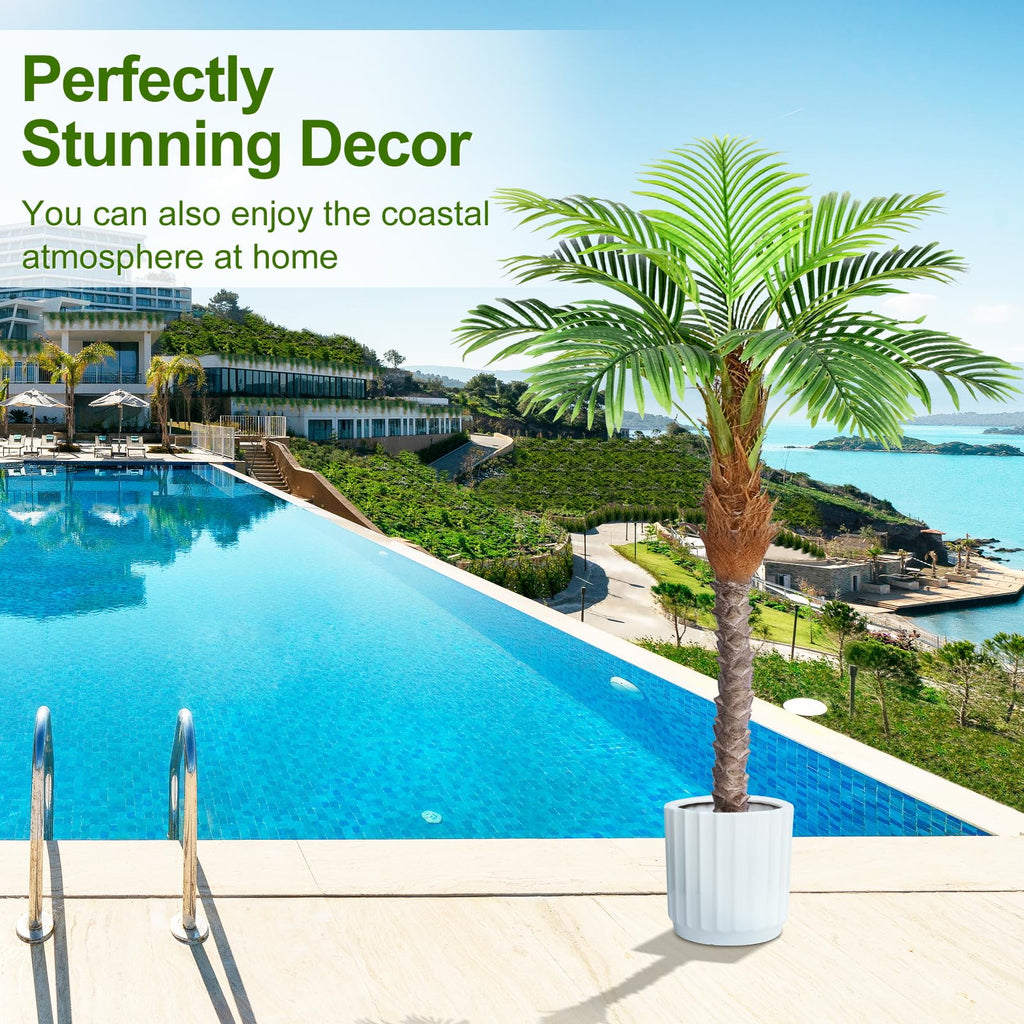 5ft Artificial Phoenix Palm Tree for Outdoor Indoor Decor, Faux Coconut Silk Palm Tree Tropical Fake Tree Plant for